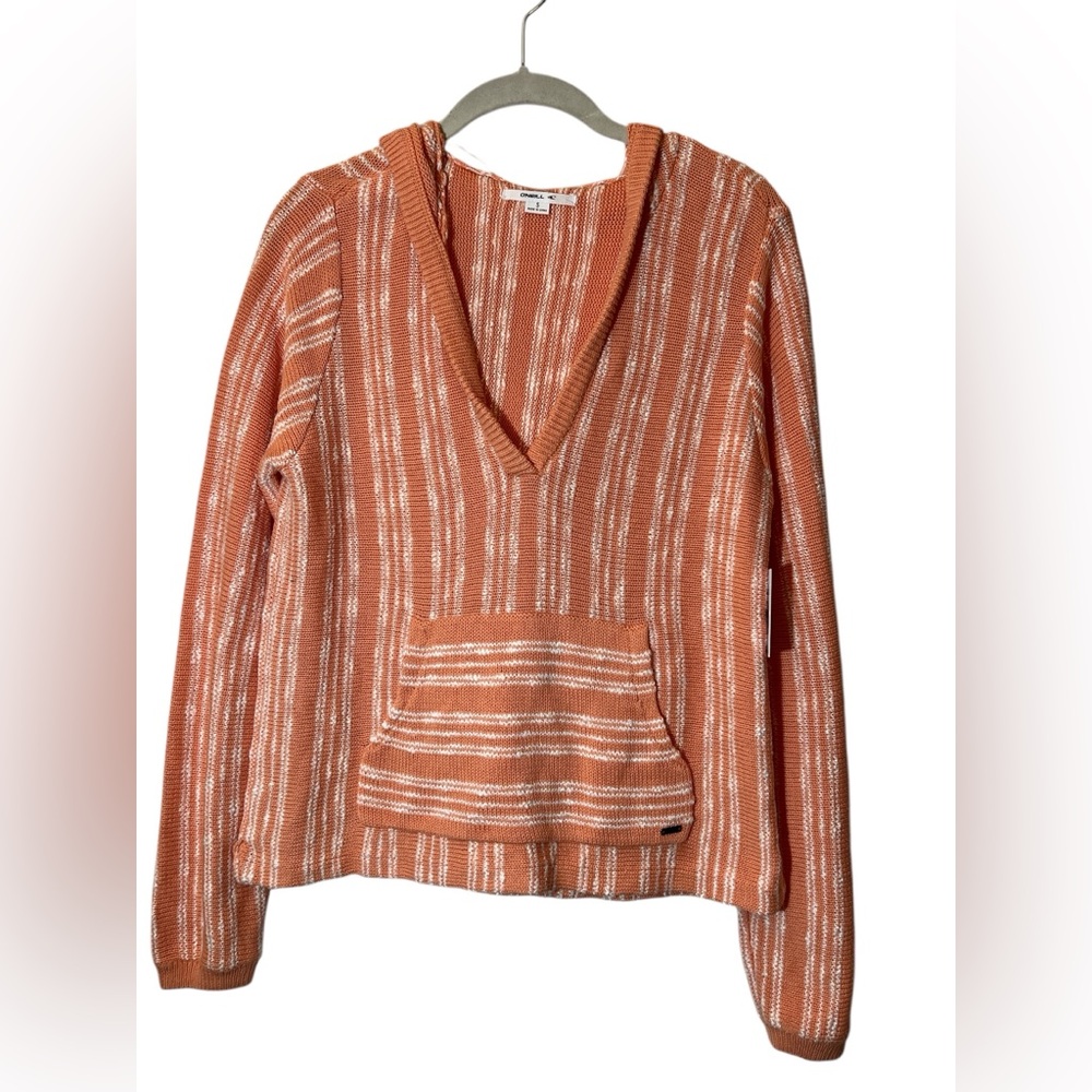 O'Neill Women's Knit Sweater Coral and White Size S Beach Coastal
